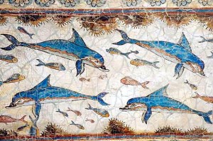 Minoan fresco in palace at Knossos, Crete